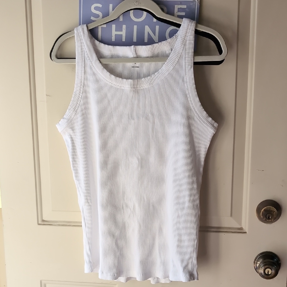 Universal Standard M White Ribbed Tank Top